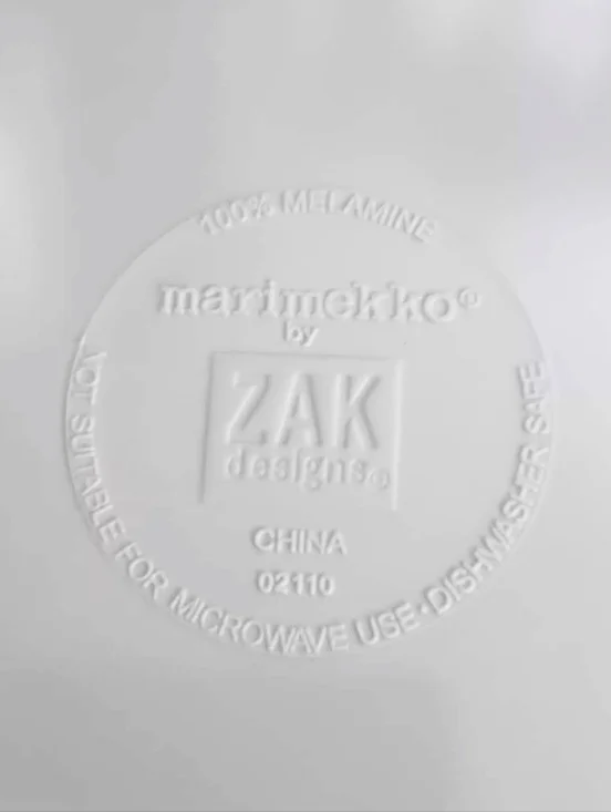 VTG Zak & Marimekko "Unikko" Set of 4 Pink and White Melamine Square Plates - Picture 5 of 9